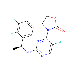 C[C@H](Nc1ncc(F)c(N2CCOC2=O)n1)c1cccc(F)c1F ZINC000220700727