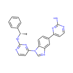 C[C@H](Nc1nccc(-n2cnc3cc(-c4ccnc(N)n4)ccc32)n1)c1ccccc1 ZINC000000590347