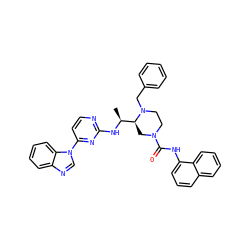 C[C@H](Nc1nccc(-n2cnc3ccccc32)n1)[C@@H]1CN(C(=O)Nc2cccc3ccccc23)CCN1Cc1ccccc1 ZINC000049694836