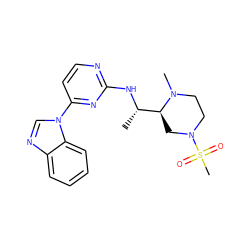 C[C@H](Nc1nccc(-n2cnc3ccccc32)n1)[C@@H]1CN(S(C)(=O)=O)CCN1C ZINC000045254677