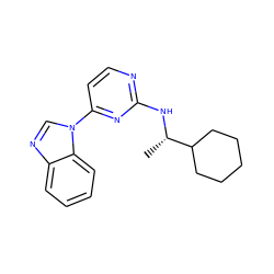 C[C@H](Nc1nccc(-n2cnc3ccccc32)n1)C1CCCCC1 ZINC000045245452