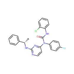 C[C@H](Nc1nccc(N(C(=O)Nc2ccccc2Cl)c2ccc(F)cc2)n1)c1ccccc1 ZINC000036761638