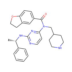 C[C@H](Nc1nccc(N(CC2CCNCC2)C(=O)c2ccc3c(c2)CCO3)n1)c1ccccc1 ZINC000049067437