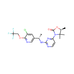 C[C@H](Nc1nccc(N2C(=O)O[C@@H](C)C2(C)C)n1)c1cnc(OCC(F)(F)F)c(Cl)c1 ZINC000142098387