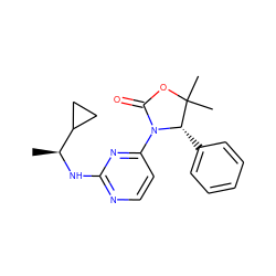 C[C@H](Nc1nccc(N2C(=O)OC(C)(C)[C@@H]2c2ccccc2)n1)C1CC1 ZINC000142056992