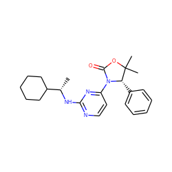 C[C@H](Nc1nccc(N2C(=O)OC(C)(C)[C@@H]2c2ccccc2)n1)C1CCCCC1 ZINC000142149242