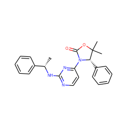 C[C@H](Nc1nccc(N2C(=O)OC(C)(C)[C@@H]2c2ccccc2)n1)c1ccccc1 ZINC000218478121