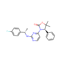 C[C@H](Nc1nccc(N2C(=O)OC(C)(C)[C@H]2c2ccccc2)n1)c1ccc(F)cc1 ZINC000142146707