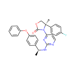 C[C@H](Nc1nccc(N2C(=O)OC[C@@]2(C)c2ccc(F)cc2)n1)c1ccc(Oc2ccccc2)cc1 ZINC000142150740