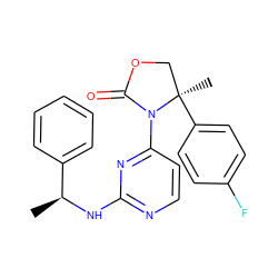 C[C@H](Nc1nccc(N2C(=O)OC[C@@]2(C)c2ccc(F)cc2)n1)c1ccccc1 ZINC000221127565