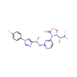 C[C@H](Nc1nccc(N2C(=O)OC[C@@H]2[C@@H](C)C(F)F)n1)c1cn(-c2ccc(F)cc2)cn1 ZINC000226105842