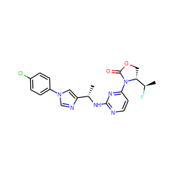 C[C@H](Nc1nccc(N2C(=O)OC[C@@H]2[C@@H](C)F)n1)c1cn(-c2ccc(Cl)cc2)cn1 ZINC000218290610