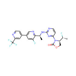 C[C@H](Nc1nccc(N2C(=O)OC[C@@H]2[C@@H](C)F)n1)c1ncc(-c2ccnc(C(F)(F)F)c2)cc1F ZINC000221683009