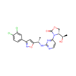 C[C@H](Nc1nccc(N2C(=O)OC[C@@H]2[C@@H](C)O)n1)c1cc(-c2ccc(Cl)c(Cl)c2)no1 ZINC000217426670