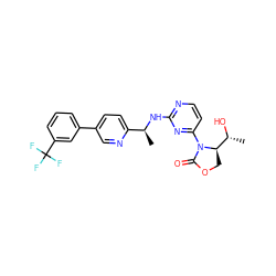 C[C@H](Nc1nccc(N2C(=O)OC[C@@H]2[C@@H](C)O)n1)c1ccc(-c2cccc(C(F)(F)F)c2)cn1 ZINC000218119210