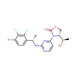 C[C@H](Nc1nccc(N2C(=O)OC[C@@H]2[C@@H](C)O)n1)c1ccc(Br)c(F)c1F ZINC000221676640