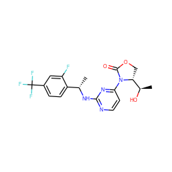 C[C@H](Nc1nccc(N2C(=O)OC[C@@H]2[C@@H](C)O)n1)c1ccc(C(F)(F)F)cc1F ZINC000221675170