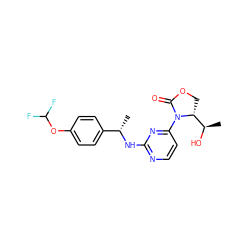 C[C@H](Nc1nccc(N2C(=O)OC[C@@H]2[C@@H](C)O)n1)c1ccc(OC(F)F)cc1 ZINC000221919732