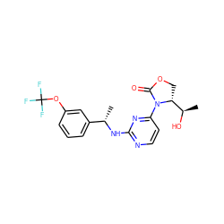 C[C@H](Nc1nccc(N2C(=O)OC[C@@H]2[C@@H](C)O)n1)c1cccc(OC(F)(F)F)c1 ZINC000221916671