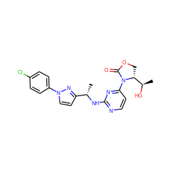 C[C@H](Nc1nccc(N2C(=O)OC[C@@H]2[C@@H](C)O)n1)c1ccn(-c2ccc(Cl)cc2)n1 ZINC001772590064