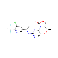 C[C@H](Nc1nccc(N2C(=O)OC[C@@H]2[C@@H](C)O)n1)c1cnc(C(C)(F)F)c(Cl)c1 ZINC000221676486