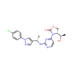 C[C@H](Nc1nccc(N2C(=O)OC[C@@H]2[C@@H](C)O)n1)c1cnn(-c2ccc(Cl)cc2)c1 ZINC000218253549