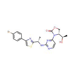 C[C@H](Nc1nccc(N2C(=O)OC[C@@H]2[C@@H](C)O)n1)c1nc(-c2ccc(Br)cc2)cs1 ZINC000221664453