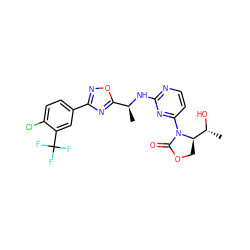 C[C@H](Nc1nccc(N2C(=O)OC[C@@H]2[C@@H](C)O)n1)c1nc(-c2ccc(Cl)c(C(F)(F)F)c2)no1 ZINC000221669970