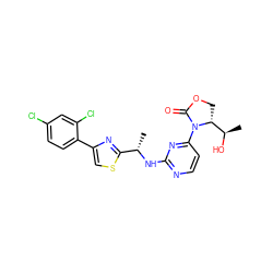 C[C@H](Nc1nccc(N2C(=O)OC[C@@H]2[C@@H](C)O)n1)c1nc(-c2ccc(Cl)cc2Cl)cs1 ZINC000221664180