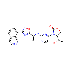 C[C@H](Nc1nccc(N2C(=O)OC[C@@H]2[C@@H](C)O)n1)c1nc(-c2cccc3ccncc23)no1 ZINC000221670428