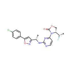 C[C@H](Nc1nccc(N2C(=O)OC[C@@H]2[C@H](C)F)n1)c1cc(-c2ccc(Cl)cc2)on1 ZINC000218304814