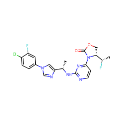 C[C@H](Nc1nccc(N2C(=O)OC[C@@H]2[C@H](C)F)n1)c1cn(-c2ccc(Cl)c(F)c2)cn1 ZINC000221907780