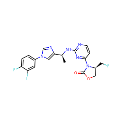 C[C@H](Nc1nccc(N2C(=O)OC[C@@H]2CF)n1)c1cn(-c2ccc(F)c(F)c2)cn1 ZINC000217397052