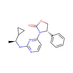 C[C@H](Nc1nccc(N2C(=O)OC[C@@H]2c2ccccc2)n1)C1CC1 ZINC000142137403