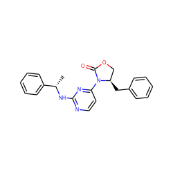 C[C@H](Nc1nccc(N2C(=O)OC[C@H]2Cc2ccccc2)n1)c1ccccc1 ZINC000142139925