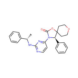 C[C@H](Nc1nccc(N2C(=O)OC3(CCOCC3)[C@H]2c2ccccc2)n1)c1ccccc1 ZINC000220735777