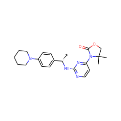 C[C@H](Nc1nccc(N2C(=O)OCC2(C)C)n1)c1ccc(N2CCCCC2)cc1 ZINC000218481124