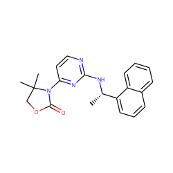 C[C@H](Nc1nccc(N2C(=O)OCC2(C)C)n1)c1cccc2ccccc12 ZINC000142147999