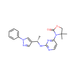 C[C@H](Nc1nccc(N2C(=O)OCC2(C)C)n1)c1cnn(-c2ccccc2)c1 ZINC000221124887