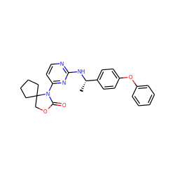 C[C@H](Nc1nccc(N2C(=O)OCC23CCCC3)n1)c1ccc(Oc2ccccc2)cc1 ZINC000142151573