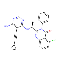 C[C@H](Nc1ncnc(N)c1C#CC1CC1)c1nc2cccc(Cl)c2c(=O)n1-c1ccccc1 ZINC000209612475