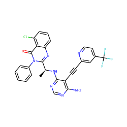 C[C@H](Nc1ncnc(N)c1C#Cc1cc(C(F)(F)F)ccn1)c1nc2cccc(Cl)c2c(=O)n1-c1ccccc1 ZINC000219129171