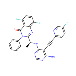 C[C@H](Nc1ncnc(N)c1C#Cc1ccc(F)cn1)c1nc2c(F)ccc(F)c2c(=O)n1-c1ccccc1 ZINC000209582824