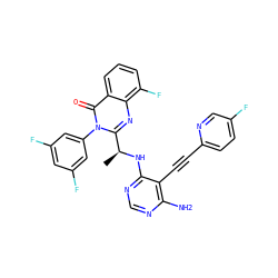 C[C@H](Nc1ncnc(N)c1C#Cc1ccc(F)cn1)c1nc2c(F)cccc2c(=O)n1-c1cc(F)cc(F)c1 ZINC000209574551