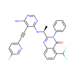 C[C@H](Nc1ncnc(N)c1C#Cc1ccc(F)cn1)c1nc2cccc(C(F)F)c2c(=O)n1-c1ccccc1 ZINC000219071757