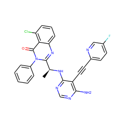 C[C@H](Nc1ncnc(N)c1C#Cc1ccc(F)cn1)c1nc2cccc(Cl)c2c(=O)n1-c1ccccc1 ZINC000209641220