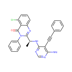 C[C@H](Nc1ncnc(N)c1C#Cc1ccccc1)c1nc2cccc(Cl)c2c(=O)n1-c1ccccc1 ZINC000217946766