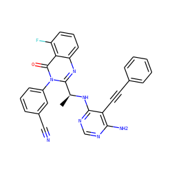 C[C@H](Nc1ncnc(N)c1C#Cc1ccccc1)c1nc2cccc(F)c2c(=O)n1-c1cccc(C#N)c1 ZINC000219038851