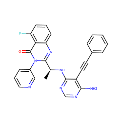 C[C@H](Nc1ncnc(N)c1C#Cc1ccccc1)c1nc2cccc(F)c2c(=O)n1-c1cccnc1 ZINC000219129812