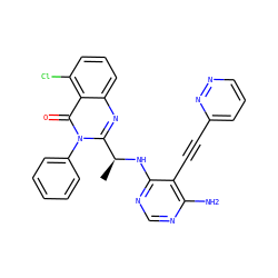 C[C@H](Nc1ncnc(N)c1C#Cc1cccnn1)c1nc2cccc(Cl)c2c(=O)n1-c1ccccc1 ZINC000209596960